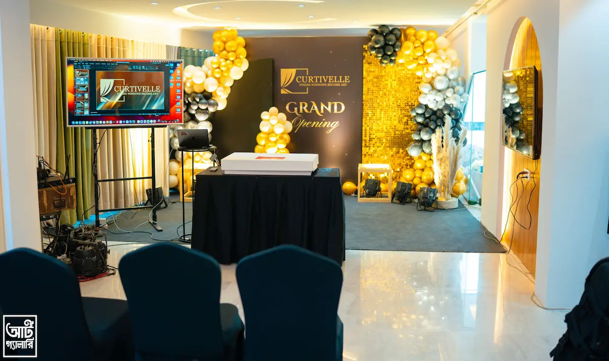 Curtivelle showroom interior decorated for grand opening event