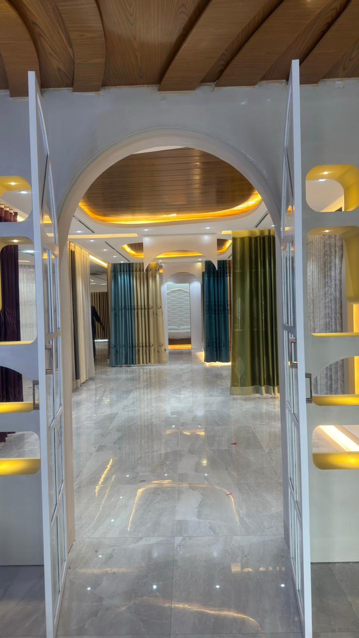 Curtivelle luxury curtain showroom entrance and interior display