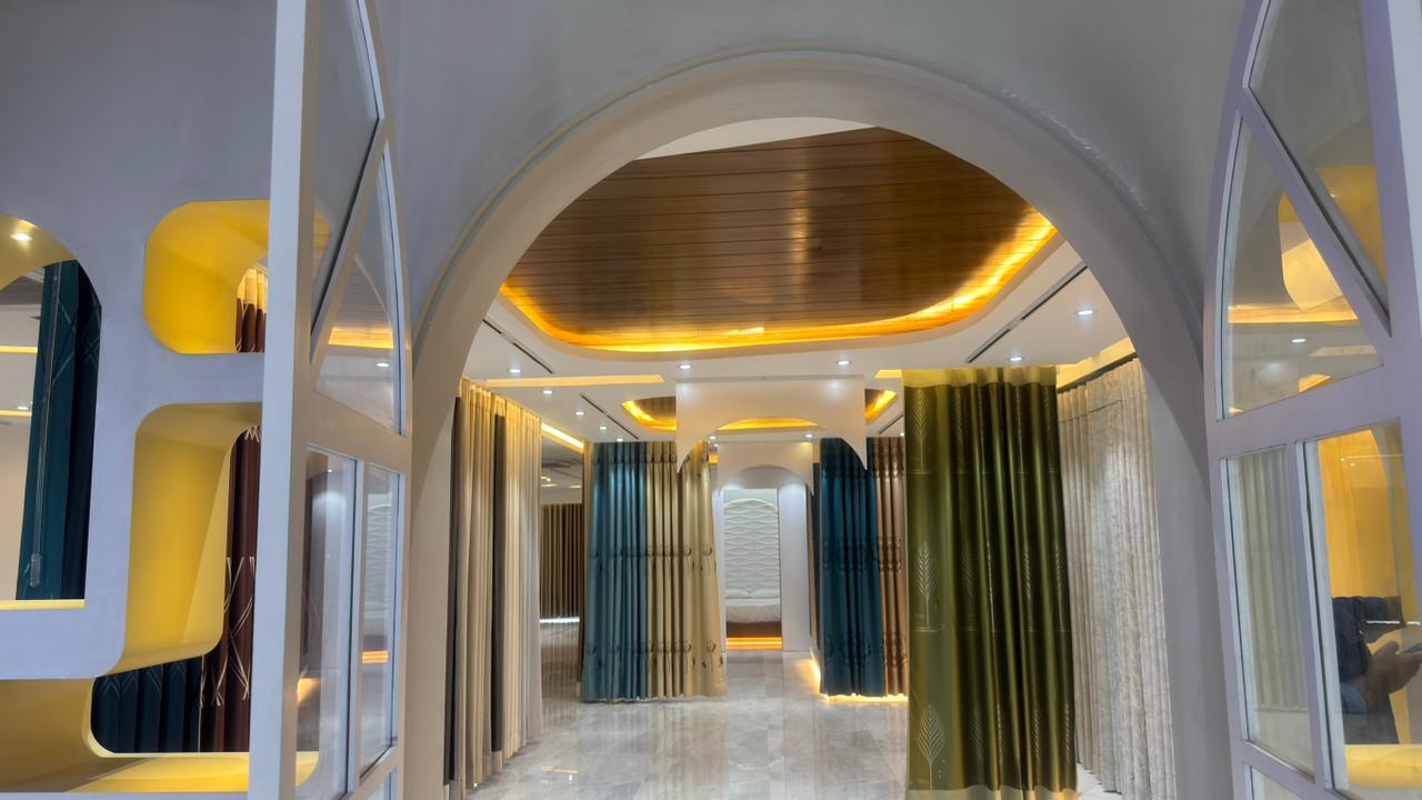 Curtivelle luxury curtain showroom entrance and interior display