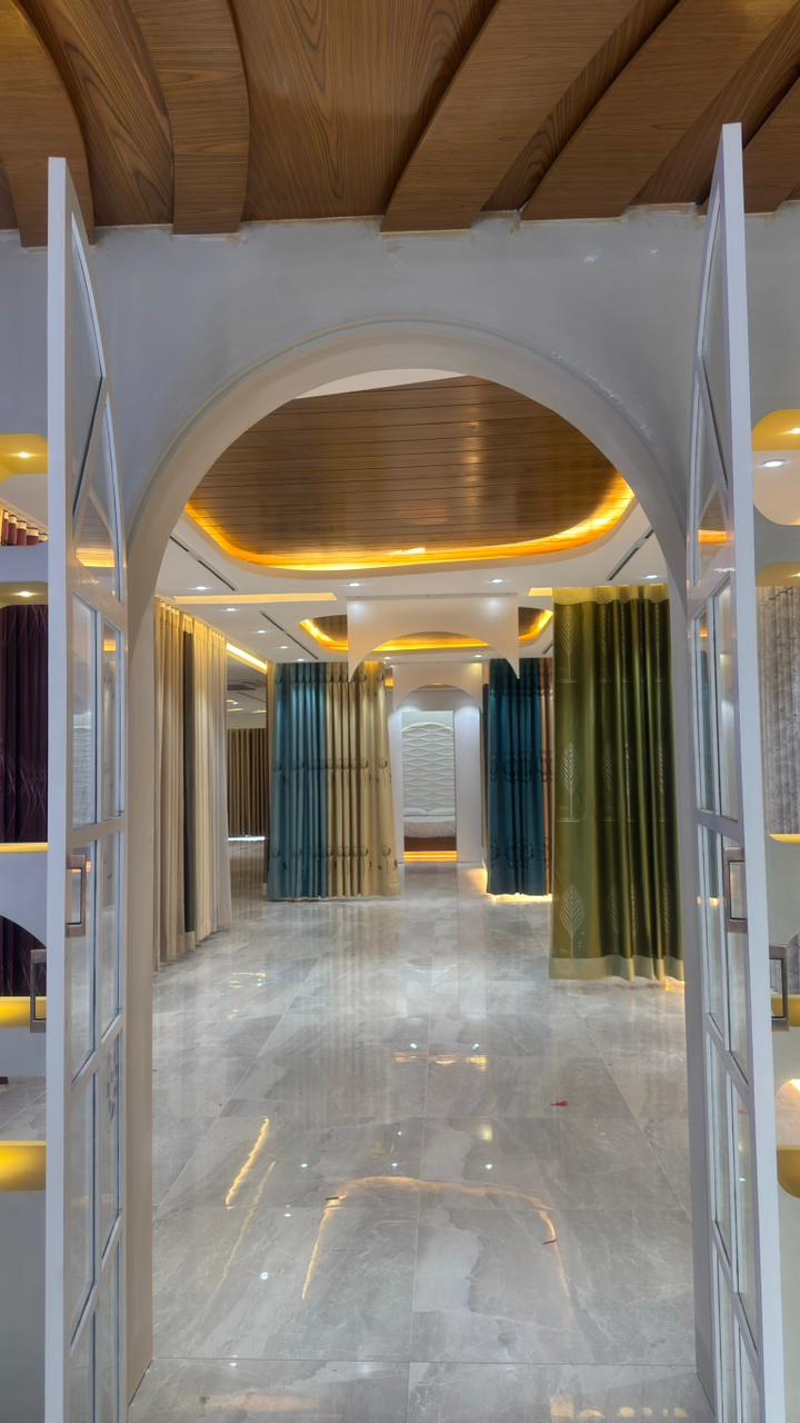 Curtivelle luxury curtain showroom entrance and interior display