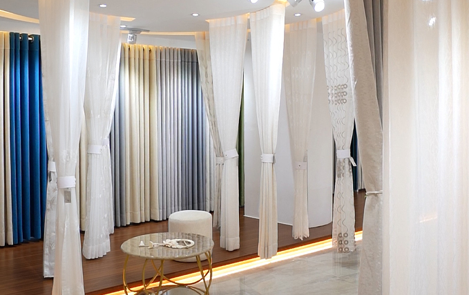 Kids room curtain in Bangladesh with blue window curtain design